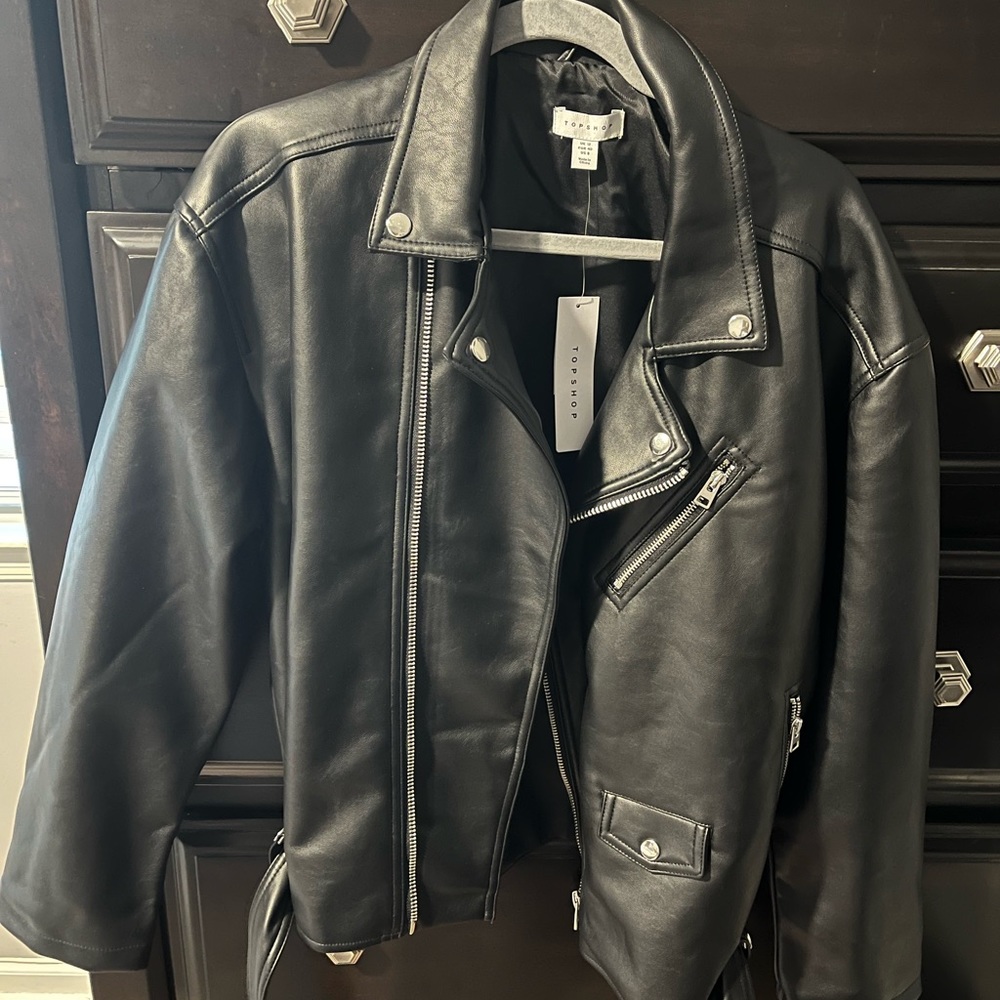 COPY - NWT TOPSHOP faux leather biker jacket